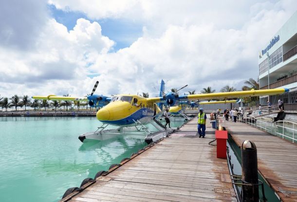 Maldives,DHC Twin Otter seaplane of TMAt
