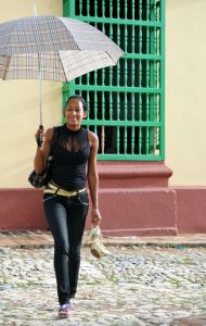 Trinidad - old town - girl with parasol - Cuba